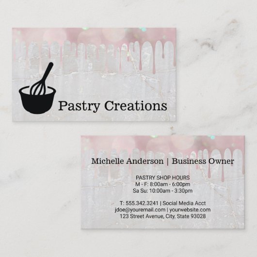 Whisky en kom | glinsterende kers visitekaartje (Voorkant / Achterkant)