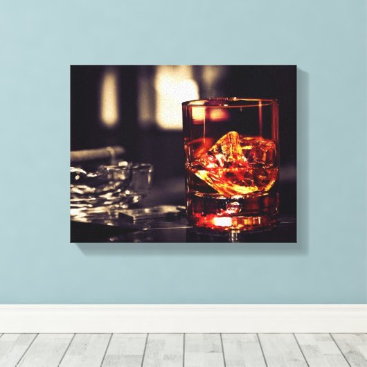 Whisky en sigaar canvas muurprint (Insitu (Houten vloer))