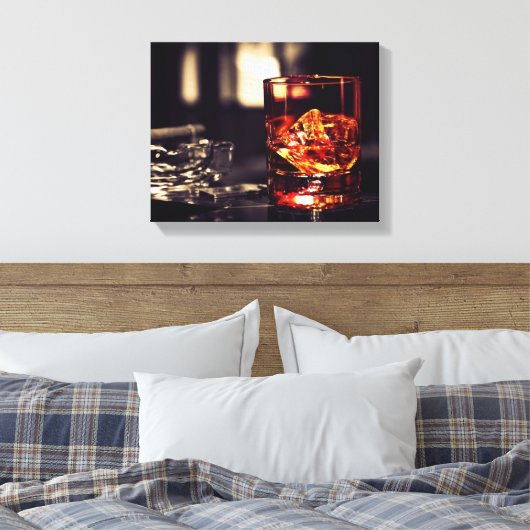 Whisky en sigaar canvas muurprint afdruk (Insitu (Slaapkamer))
