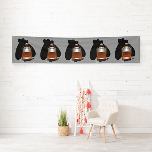 Whisky en sigaar herhalen verjaardagsbanner spandoek (Insitu)