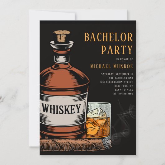 Whisky en sigaren Black vrijgezellenfeest Kaart (Voorkant)