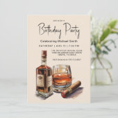 Whisky en sigaren mannelijke verjaardag kaart (Staand voorkant)