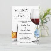 Whisky en wijn voordat ik bruidsdouche blauw doe kaart (Staand voorkant)