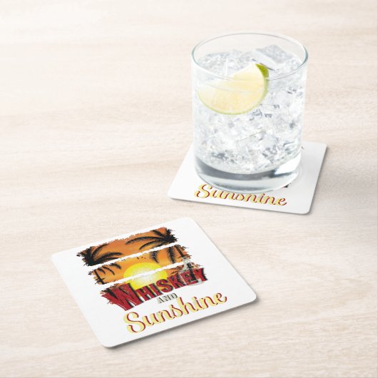Whisky en zon,  zomerzonsondergang kartonnen onderzetters (Insitu)