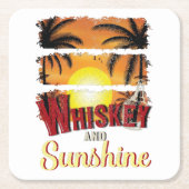 Whisky en zon,  zomerzonsondergang kartonnen onderzetters (Voorkant)