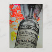Whisky Fles Bloemige Bottled in Bond Collage Briefkaart (Voorkant)