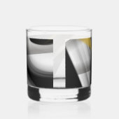 Whisky Glas Abstracte Kunst Zwart Wit Goud (Rechts)