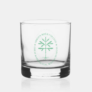 Whisky glas met het Simon's Rock zegel in groen