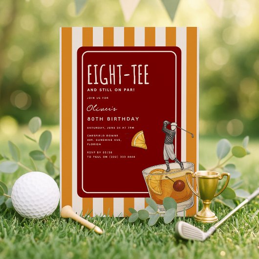 Whisky Golf Themed 80th Birthday Kaart