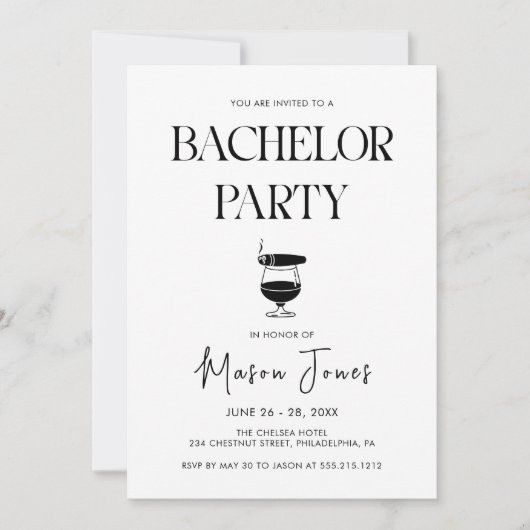 Whisky Sigaren Bachelorfeest Kaart (Voorkant)