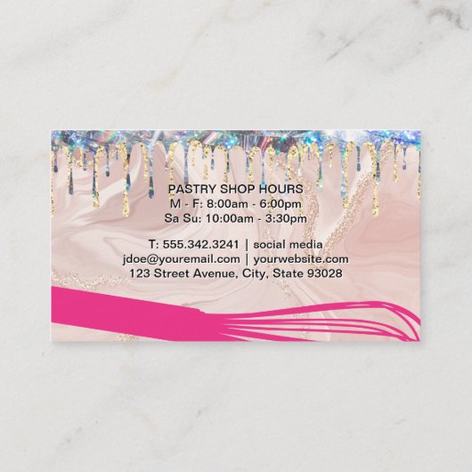 Whisky Tool | Gold Glitter Shimmer Drip Visitekaartje (Achterkant)