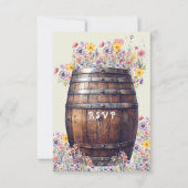 Whisky Vat Rustiek Hout Lente Bloemen RSVP Kaartje (Voorkant)
