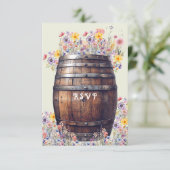 Whisky Vat Rustiek Hout Lente Bloemen RSVP Kaartje (Staand voorkant)
