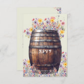 Whisky Vat Rustiek Hout Lente Bloemen RSVP Kaartje (Voorkant / Achterkant)