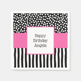 Whisky zwart-wit patronen met roze servet