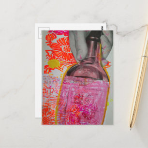 Whiskyfles Mixed Media Collage Briefkaart
