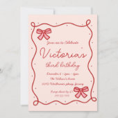 Whismical Hand getrokken Bow Girl Verjaardag Kaart (Voorkant)