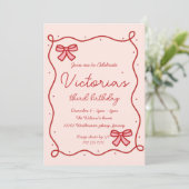 Whismical Hand getrokken Bow Girl Verjaardag Kaart (Staand voorkant)