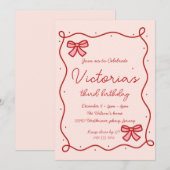 Whismical Hand getrokken Bow Girl Verjaardag Kaart (Voorkant / Achterkant)