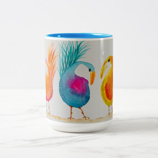 Whismy Birds! Kleurrijke Mok met waterverf (Center)