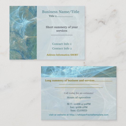 Whisper 3D Abstracte Fractal VASTGOED ADVOCAAT Visitekaartje (Voorkant / Achterkant)