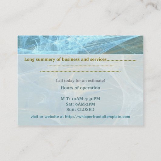 Whisper 3D Abstracte Fractal VASTGOED ADVOCAAT Visitekaartje (Achterkant)