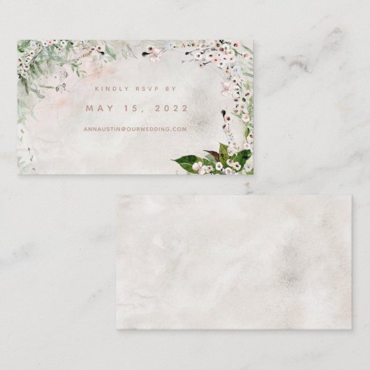 Whisper & Blush Bruiloft Online RSVP-kaart Visitekaartje (Voorkant / Achterkant)
