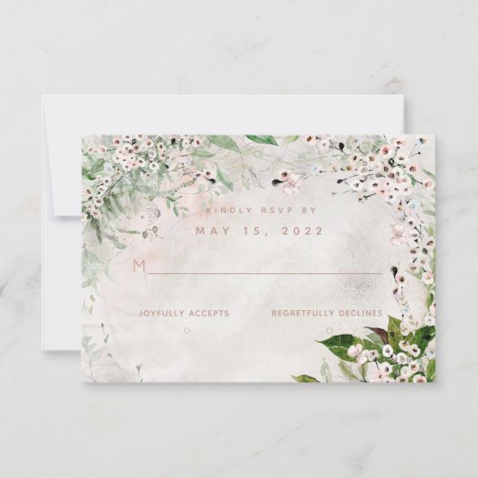Whisper & Blush Weddenschap Geen maaltijdkeuze RSV RSVP Kaartje (Voorkant)