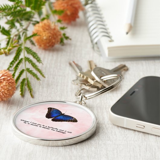 Whisper Butterfly Mooie quote over de hemel Sleutelhanger (Zijkant)