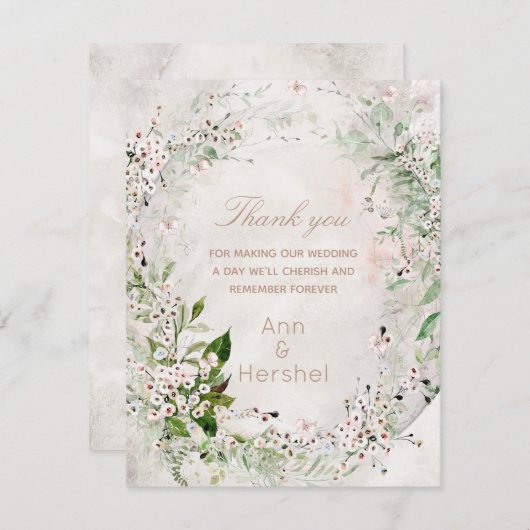 Whisper en Blush Weddenschap Bedankkaart (Voorkant / Achterkant)