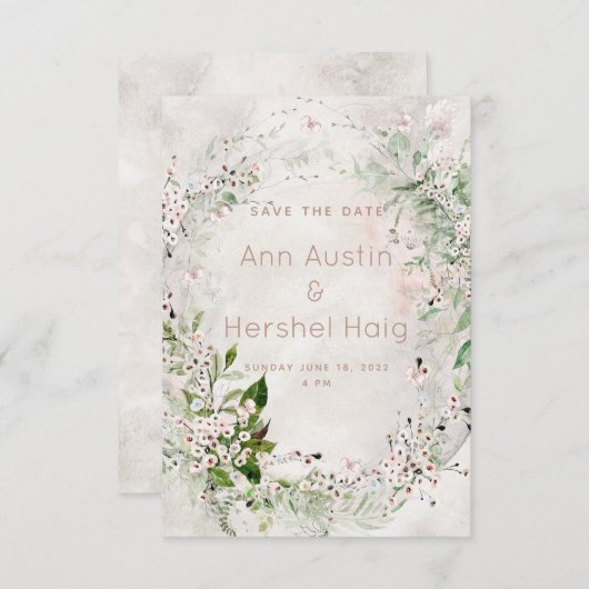 Whisper en Blush Wedding Save the Date Kaart (Voorkant / Achterkant)