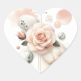 Whisper of a Roos - Een dromerige Waterverf Elegan Hart Sticker