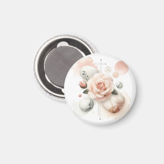 Whisper of a Roos - Een dromerige Waterverf Elegan Magneet (Voorkant / Achterkant)