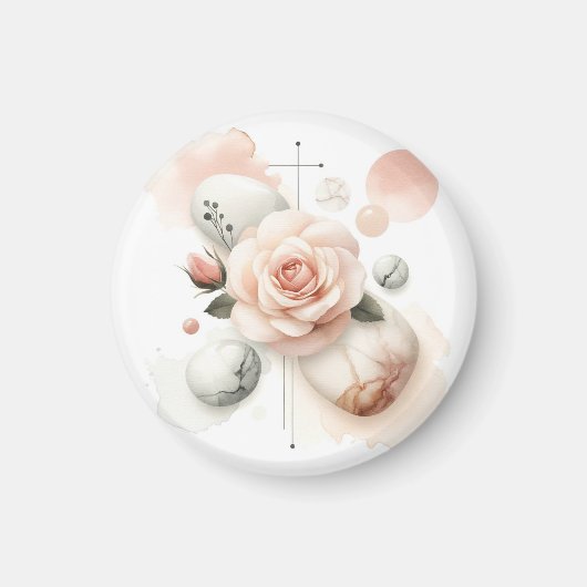 Whisper of a Roos - Een dromerige Waterverf Elegan Magneet (Voorkant)