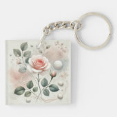 Whisper of a Roos - Een dromerige Waterverf Elegan Sleutelhanger (Achterkant)