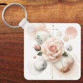 Whisper of a Roos - Een dromerige Waterverf Elegan Sleutelhanger (Voorkant)