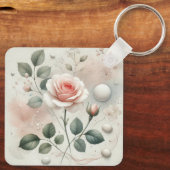 Whisper of a Roos - Een dromerige Waterverf Elegan Sleutelhanger (Achterkant)