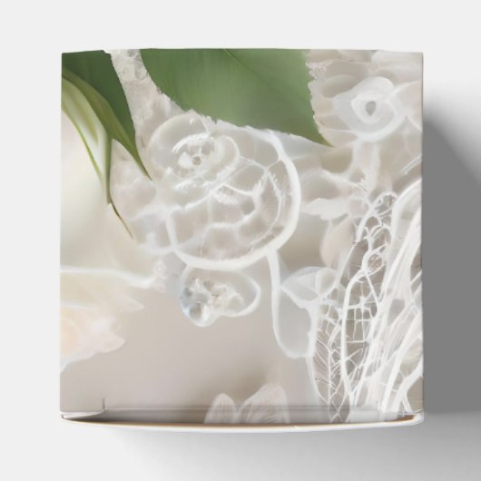 Whisper of Elegance: Rozen kant en tijdloze geloft Bedankdoosjes (Bovenkant)