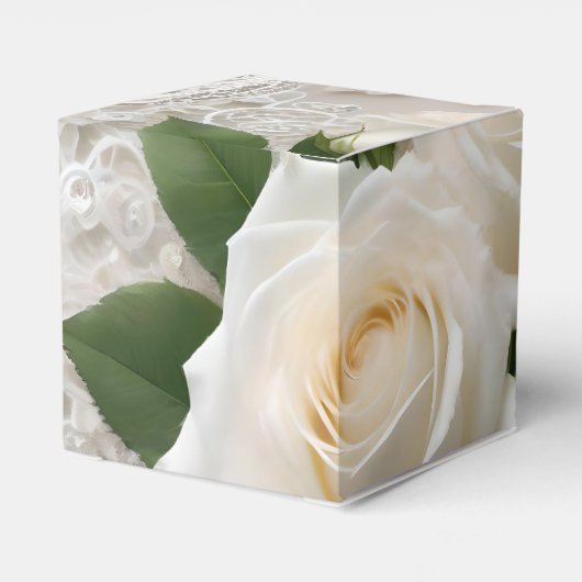 Whisper of Elegance: Rozen kant en tijdloze geloft Bedankdoosjes (Achterkant)