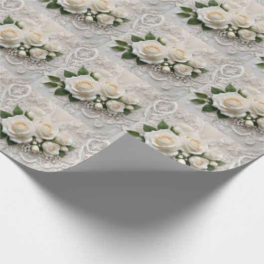Whisper of Elegance: Rozen kant en tijdloze geloft Cadeaupapier (Hoek)