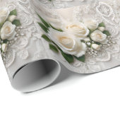 Whisper of Elegance: Rozen kant en tijdloze geloft Cadeaupapier (Rol Hoek)