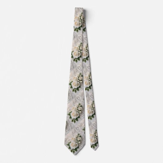Whisper of Elegance: Rozen kant en tijdloze geloft Stropdas (Voorkant)