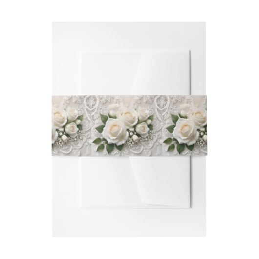 Whisper of Elegance: Rozen kant en tijdloze geloft Uitnodigingen Wikkel (Voorkant Voorbeeld)