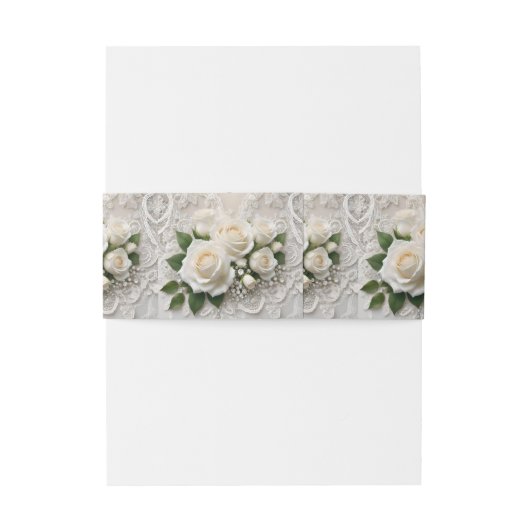 Whisper of Elegance: Rozen kant en tijdloze geloft Uitnodigingen Wikkel (Achterkant Voorbeeld)