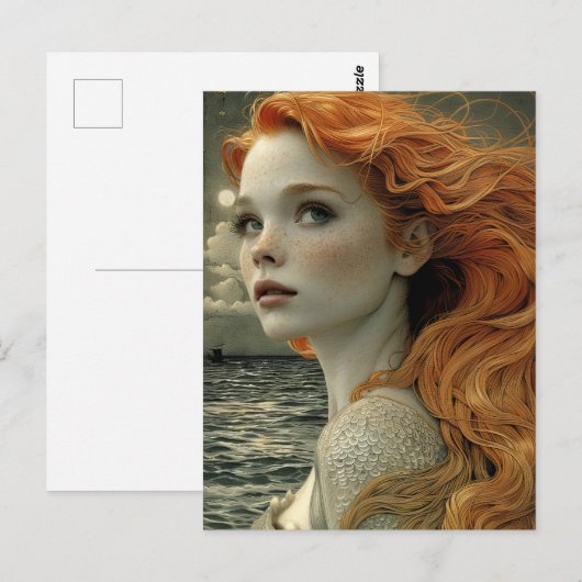 'Whisper of the Ocean' Mooie Zeemeermin Briefkaart (Voorkant / Achterkant)