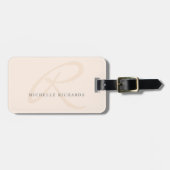 Whisper Pink Elegant Minimalist Monogram Bagagelabel (Voorkant horizontaal)