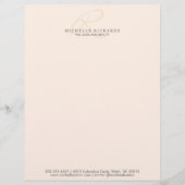 Whisper Pink Elegant Minimalist Monogram Briefhoofd Sjabloon (Voorkant)
