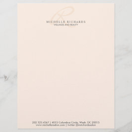 Whisper Pink Elegant Minimalist Monogram Briefhoofd Sjabloon