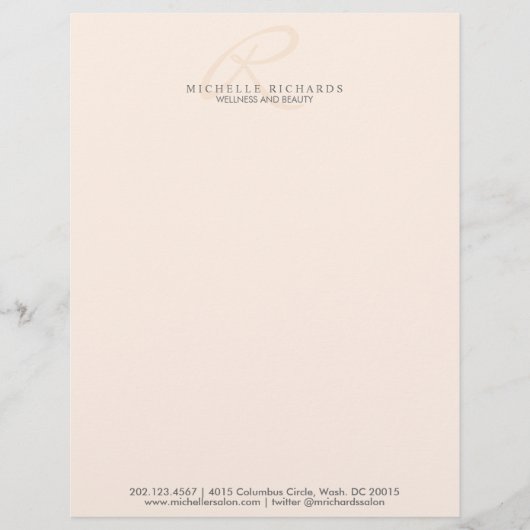 Whisper Pink Elegant Minimalist Monogram Briefhoofd Sjabloon (Voorkant)