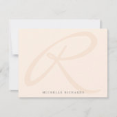 Whisper Pink Elegant Minimalist Monogram en naam Notitiekaartje (Voorkant)